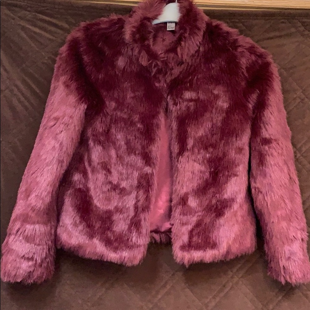 Women’s waist length faux fur coat
